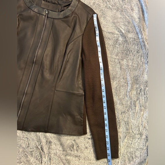 NWOT Chocolate Brown Genuine Leather & Sweater Jacket size XL - Picture 7 of 13